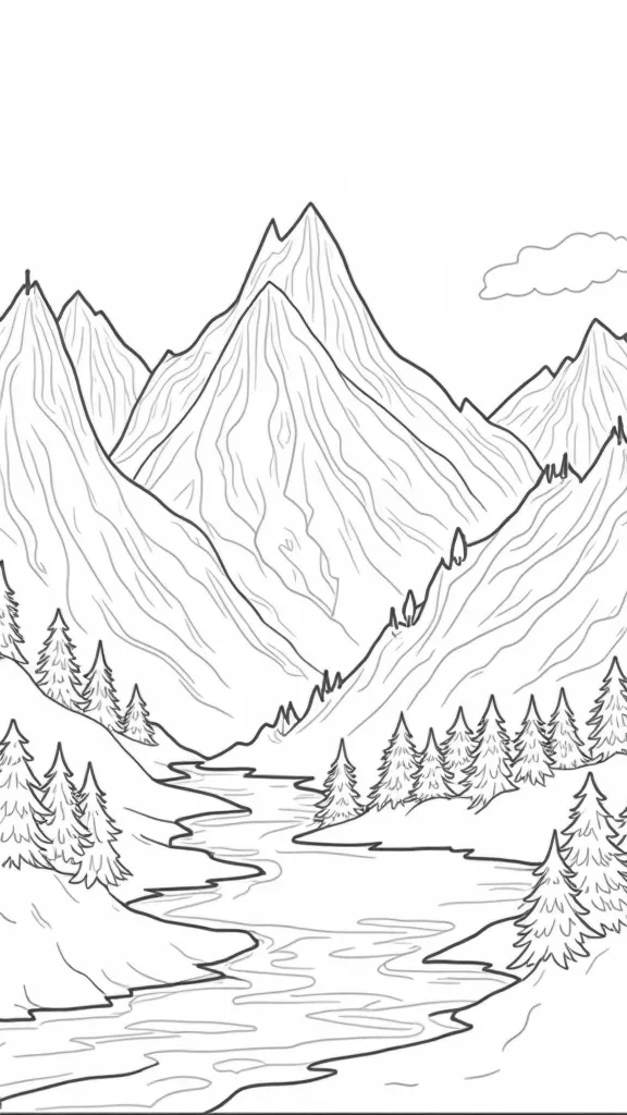 coloring pages of mountains